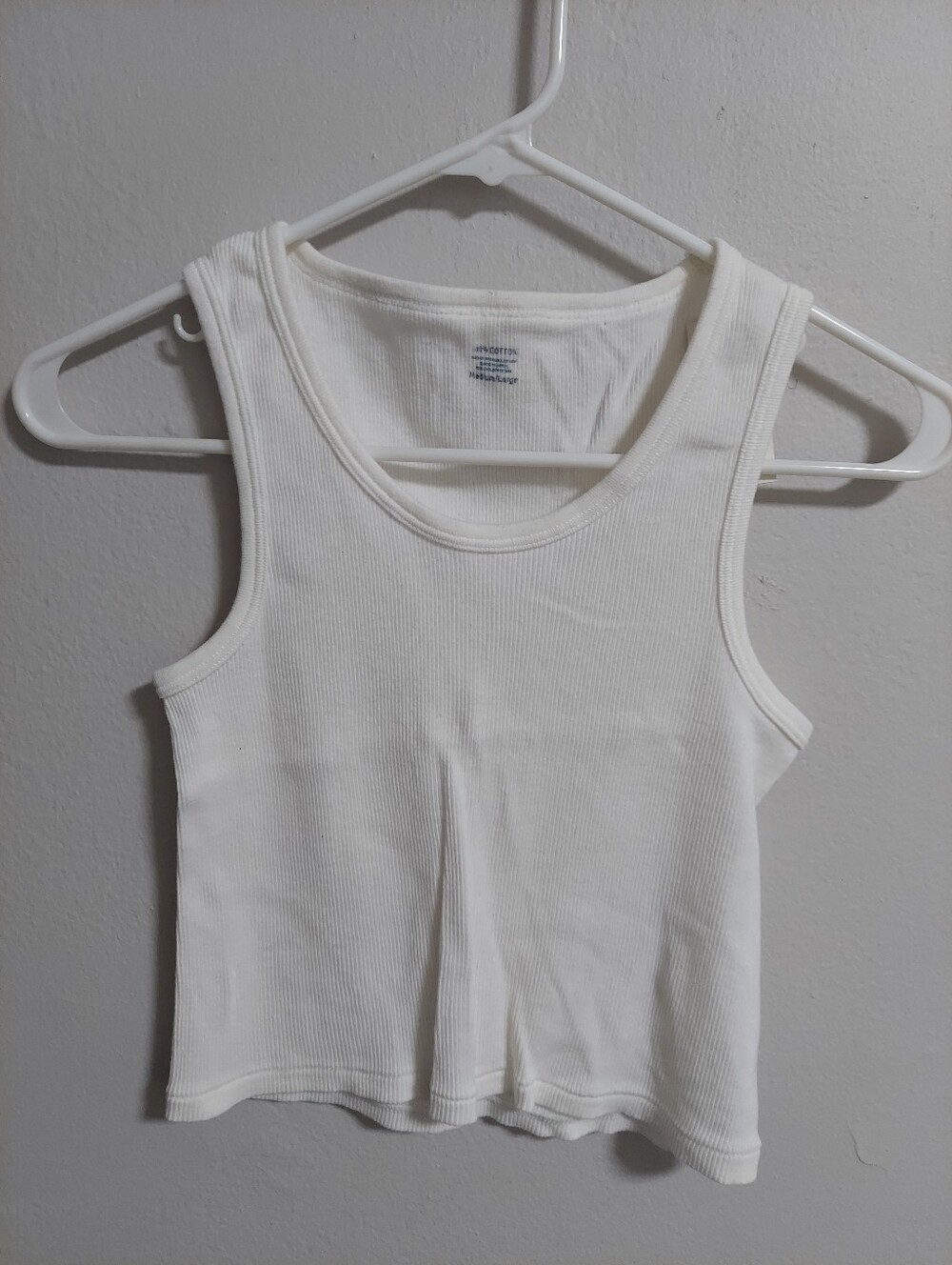PacSun White Ribbed Tank Top - Scoop Neck